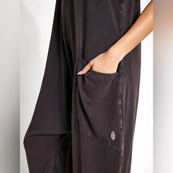 Free People Hot Shot Onesie Black Washed XS B1171 - Picture 5 of 9